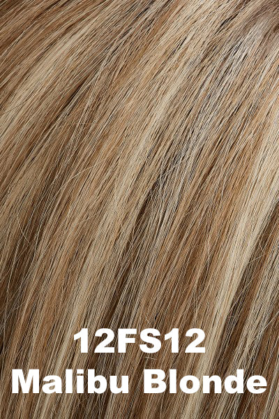 Jon Renau - Human Hair Colors - 12FS12 (Malibu Blonde). Sunkissed Gold Blonde base, highlighted with a Pale Light Natural Blondes, Shaded w/ Light Brown Root.