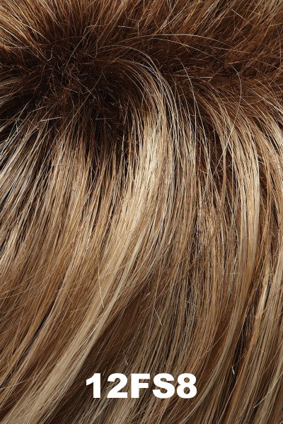 Jon Renau - Shaded Synthetic Colors - 12FS8 (Shaded Praline). Light Golden Brown, Light Natural Golden Blond, and Pale Natural Gold Blond blend w/ Medium Brown roots.