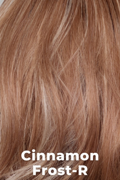 Amore Toppers - Medium Wavy TP Mono (#774) - Cinnamon Frost-R. Warm, medium coppery-brown base with white-blond highlights and a medium brown root.
