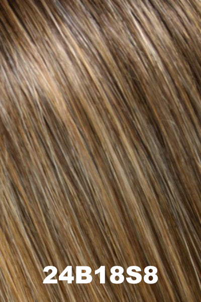 Jon Renau - Heat Defiant Colors - 24B18S8 (Shaded Mocha). Medium Natural Ash Blond and Light Natural Gold Blond blend, w/ Light Natural Gold Blonde tips, Shaded w/ Medium Brown roots.