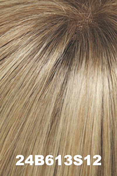 Jon Renau - Human Hair Colors - 24B613S12 (Shaded Butter Popcorn). Natural Medium Gold Blond with light gold blonde highlights and light gold brown roots.