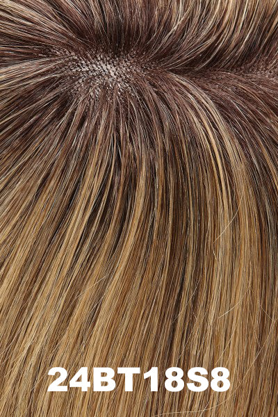 Jon Renau Wigs - Dawn (#5180) - 24BT18S8 (Shaded Mocha). Medium Natural Ash Blond and Light Natural Gold Blond blend, w/ Light Natural Gold Blonde tips, Shaded w/ Medium Brown roots.