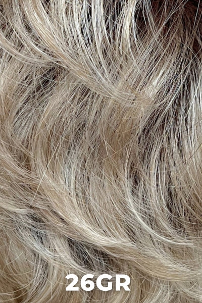 Color Swatch 26GR for Henry Margu Wig Bailey (#2439). Warm blonde with light blonde highlights and a dark root.