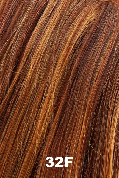 Jon Renau - Human Hair Colors - 32F (Cherry Creme). Med Red & Med Red-Gold Blonde Blend w/ Med Red Nape.
