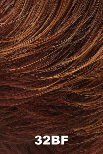 Jon Renau - Synthetic Colors - 32BF (Cherry Almond Tart). Med Natural Red Base w/ Med Red-Gold Blonde Tips, Dk/Med Red Nape.