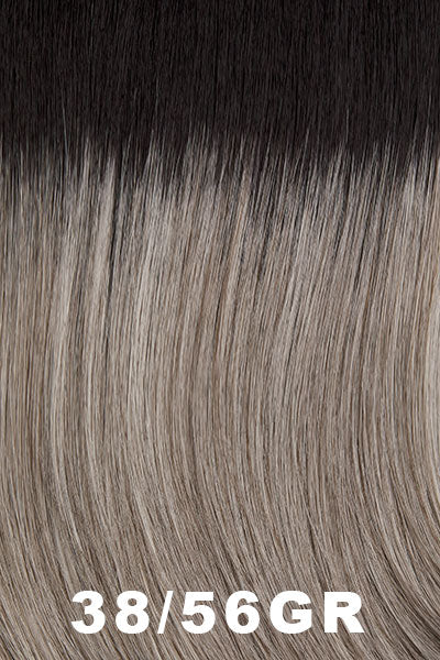 Silver White highlighted with Light Gray and Light Brown and Off Black roots.