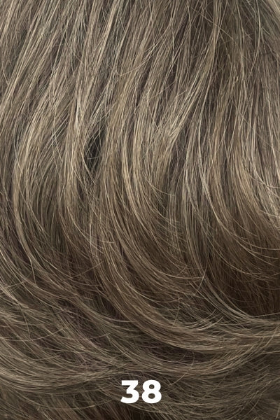 Color Swatch 38 for Henry Margu Wig Trish (#4513). Light brown blended with 50% grey, gradually blending to a darker back.