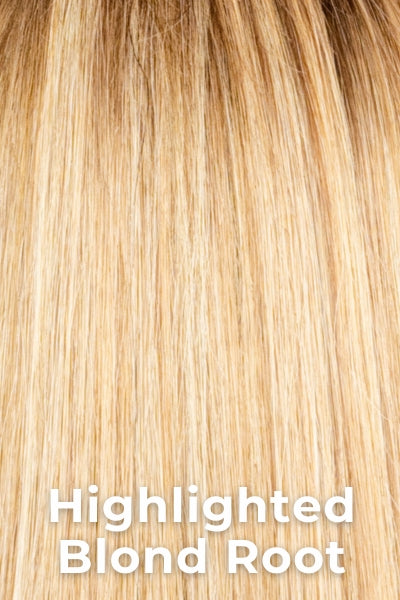 Amore - Human Hair Colors - Highlighted Blond Root. Soft cool light blond and warm dark blond highlights. Soft light brown root tone creates a natural, modern vibe.