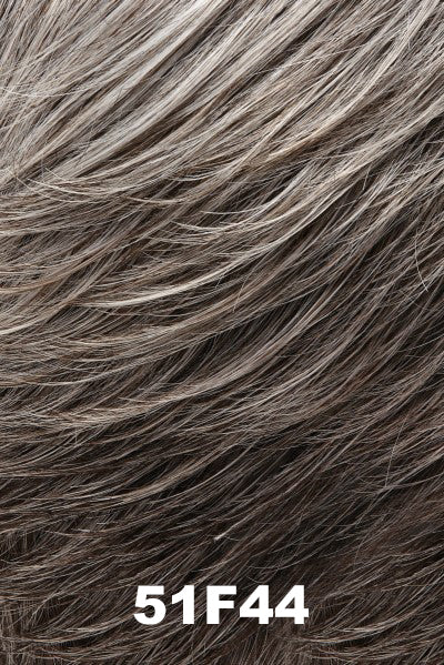 Jon Renau - Synthetic Colors - 51F44 (White Russian). Lt Grey w/ 30% Brown Front, graduating to Dk Brown w/ 65% Grey Nape.