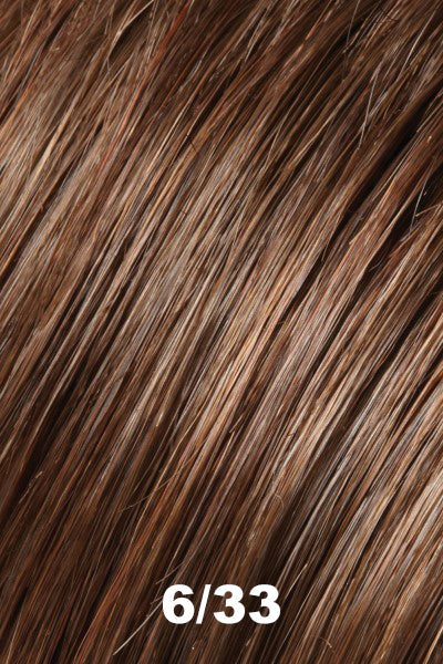 Jon Renau - Human Hair Colors - 6/33 (Raspberry Twist). Medium Dark Brown blended w/ Medium Red.