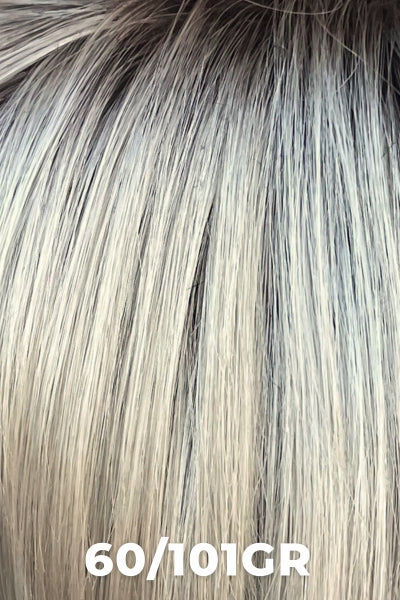 Silver tones with Light Platinum highlights and Brown roots.