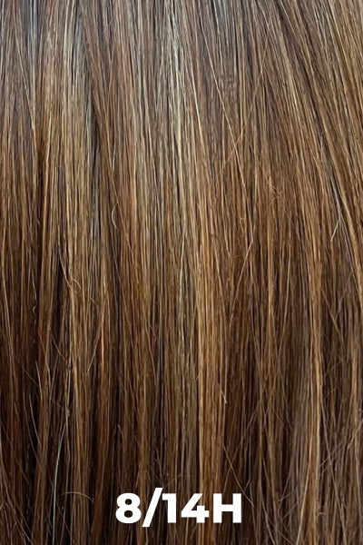 Color Swatch 8/14H for Henry Margu Wig Trish (#4513). Blend of medium and dark brown with dark blonde and reddish brown highlights.