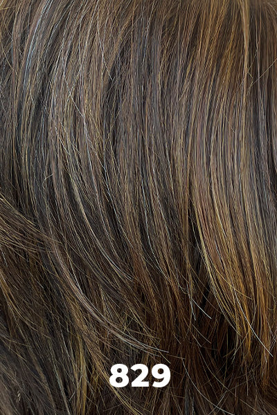 TressAllure - Synthetic Colors - 829. Glazed Hazelnut - Dark brown, medium brown & copper red. Even blend of browns for highlights with streaks of copper red on front and top.