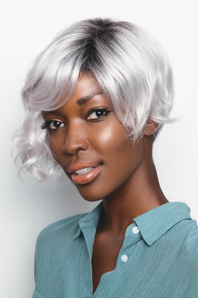 Model wearing the Alexander Couture wig Vee (#1020) 7.