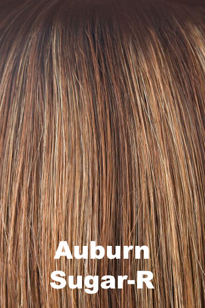 Noriko - Shaded Synthetic Colors - Auburn Sugar-R. Shadowed Roots on Burgundy (33+31) w/ Strawberry Swirl (28+27) Highlights.