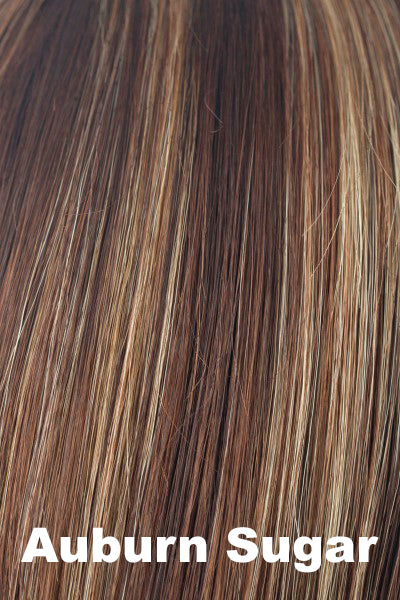 Rene of Paris - Synthetic Colors - Auburn Sugar. A mixed red with a medium auburn brown base. Highlighted with a blend of golden and cherry blond with fine smoky blond slices and tones of copper.