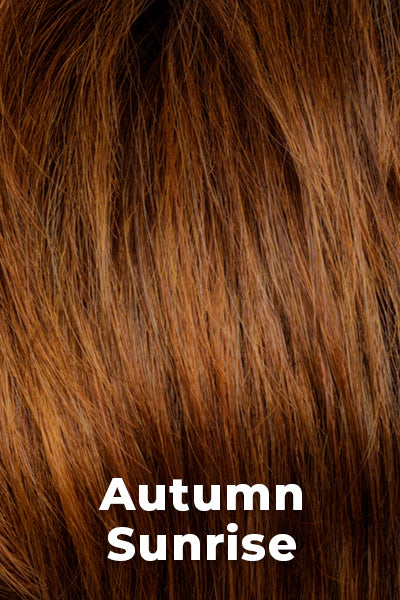 Alexander Couture Wigs - Leoni (#1039) - Autumn Sunrise. A rich red base with medium brown roots and golden copper red highlights.