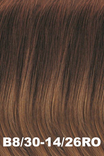 Jon Renau - Human Hair Colors - B8/30/14/26RO (Light Ombre). Med Red-Gold Brown Roots to Mid-length, Lt Gold Blonde Mid-length to Ends.