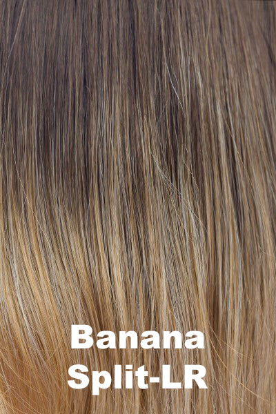 Amore - Shaded Synthetic Colors - Banana Split-LR. Heavily Rooted Blonde. Warm Brown Base Dramatically shifting to Light Golden Blonde
