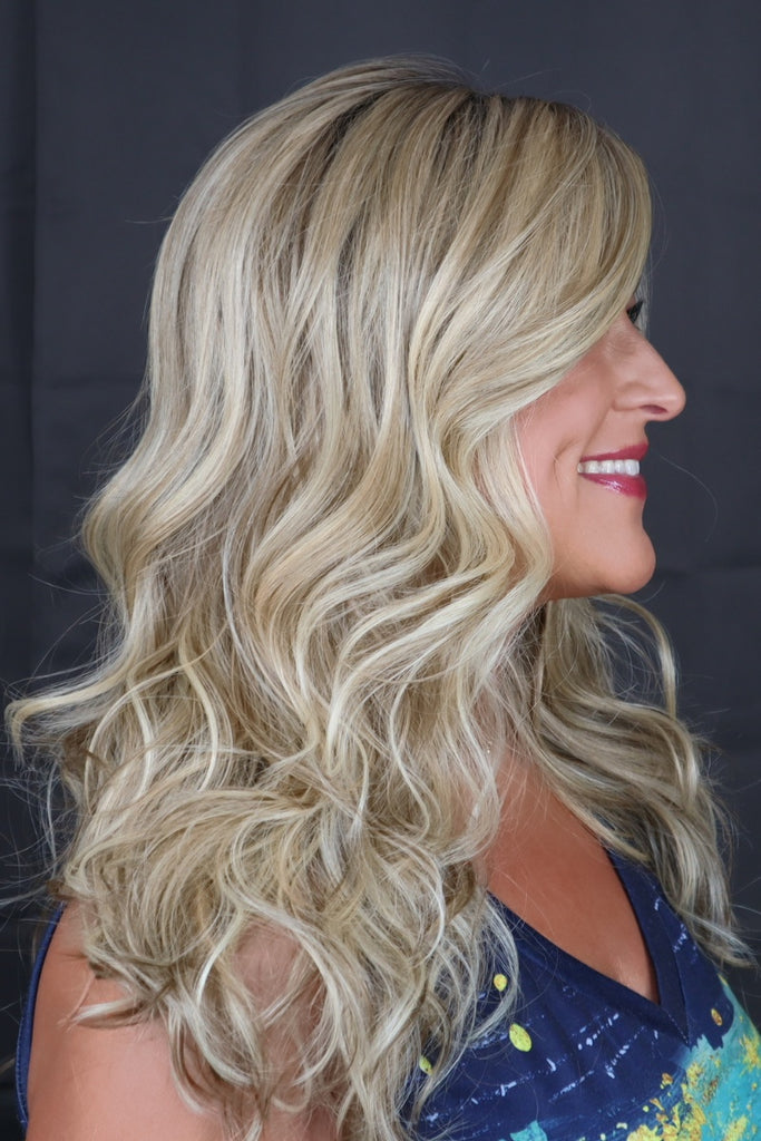 Woman modeling the color Raw Sugar Blonde-R.