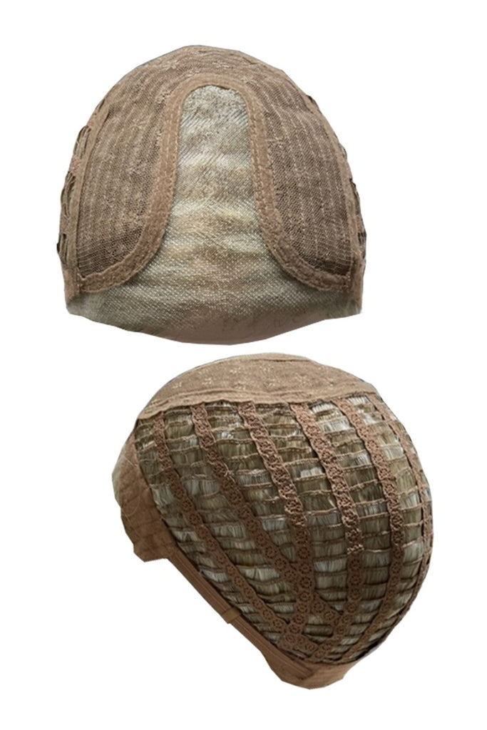 Cap construction showing the monofilament part and extended lace front.