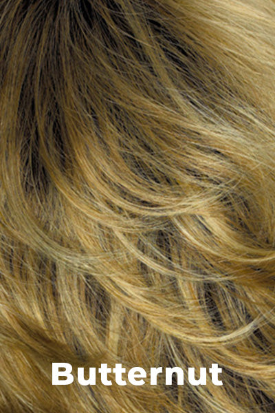 Mane Attraction - Synthetic Colors - Butternut. Gold Blonde with Light Blonde highlights and Brown roots.