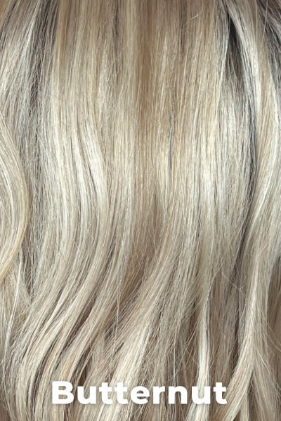 Mane Attraction - Synthetic Colors - Butternut. Gold Blonde with Light Blonde highlights and Brown roots.