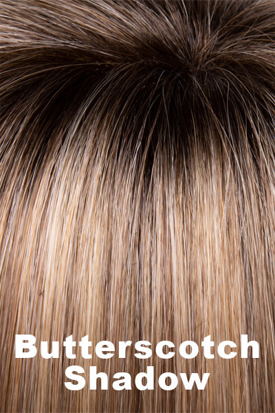 Envy - Human Hair Colors - Butterscotch Shadow. A blend of strong, golden blonde and light blonde with dark brown roots.