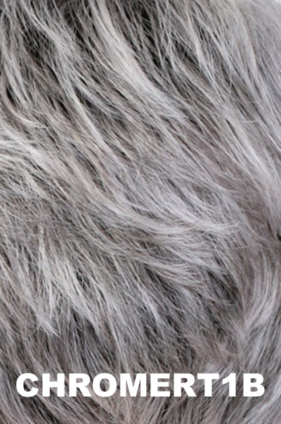 Estetica - Shaded Synthetic Colors - CHROMERT1B. Gray & White with 25% Medium Brown blend & Off Black roots.