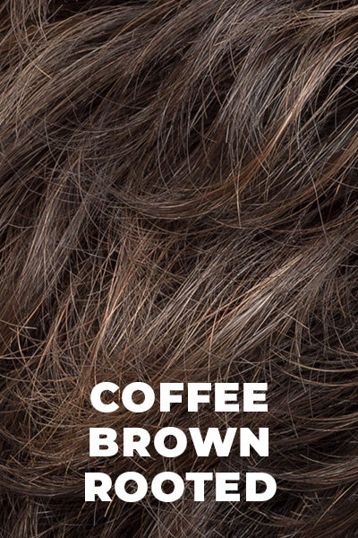 Ellen Wille - Rooted Synthetic Colors - Coffee Brown Rooted. Dark Brown, Medium Brown, and Darkest Brown with Dark Shaded Roots.