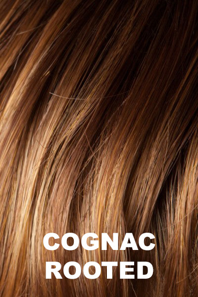 Ellen Wille - Rooted Synthetic Colors - Cognac Rooted. Medium Copper Red, Copper Red, and Butterscotch Blonde Highlights.