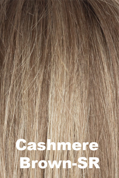 Amore - Shaded Synthetic Colors - Cashmere Brown-SR. Rooted Medium Beige Brown Base with Velvet Blonde Highlights.