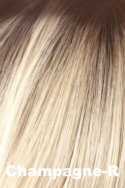 Amore - Shaded Synthetic Colors - Champagne-R. Dark Brown Roots on Pale Champagne Blonde.