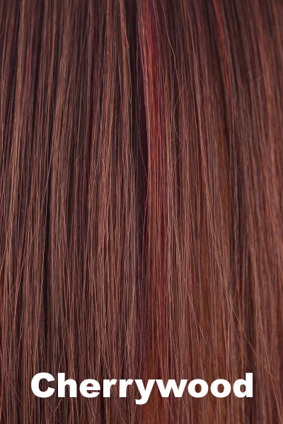 Noriko - Synthetic Colors - Cherrywood. A base of Dark Cherry Brown with Bright Burgundy highlights under the top layer.