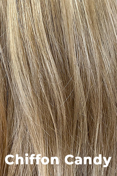 TressAllure - Synthetic Colors - Chiffon Candy. Shadowed Roots on Dark Gold Blond w/ Light Gold Blond Highlights.