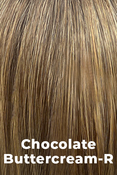 Belle Tress Wigs - Tory (LX-5019) - Chocolate Buttercream-R.  Golden medium brown with a hint of bronze and a dark root.