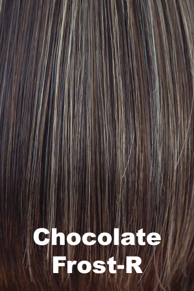 Alexander Couture - Synthetic - Chocolate Frost-R. A soft warm medium brown base, splashed with a blend of cool light blond and dark warm blond highlights and a darker root.