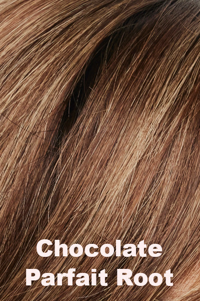Amore - Human Hair Colors - Chocolate Parfait Rooted. Warm Brown Base, Natural Creamy Highlights, and Dark Roots.