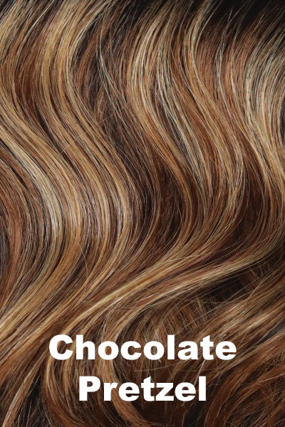 Orchid - Synthetic Colors - Chocolate Pretzel. A dark brown base combined with a delightful cascade of medium honey blond and medium coppery highlights.