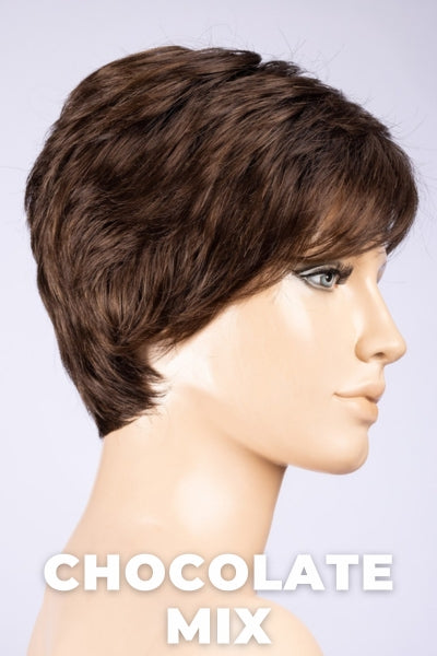 Ellen Wille Wigs - Zizi - Chocolate Mix Petite/Average. Medium to Dark Brown Base with Light Reddish Brown Highlights.