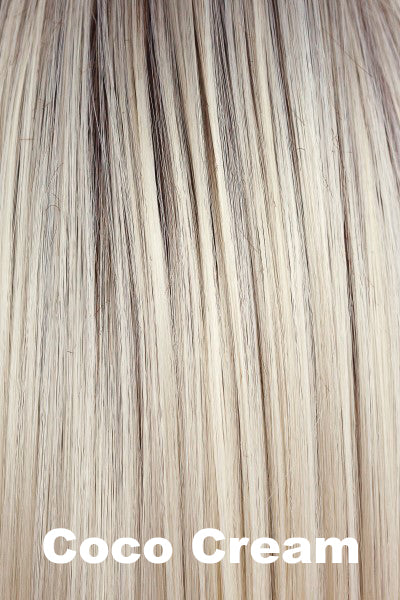 Orchid - Synthetic Colors - Coco Cream. Dark chocolate base with lily white chunky blond weaves and pale natural ash blond slices.