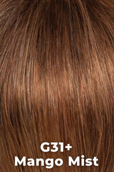 Color Mango Mist (G31+) for Gabor wig Perk.  Reddish brown base with bright copper blonde highlights.