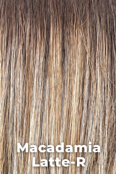 Belle Tress Wigs - Cambridge (CT-1028) - Macadamia Latte-R. Medium brown roots that fade into light auburn, platinum and honey blonde highlights.