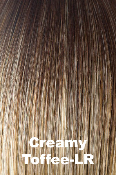 Amore - Shaded Synthetic Colors - Creamy Toffee-LR. Long Dark Root w/ Light Platinum Blonde and Light Honey Blonde 50/50 blend.