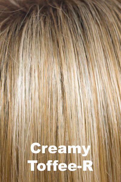 Color Creamy Toffee-R for Noriko wig Beau (#1727). Rooted dark blonde and honey blonde blend with creamy blonde highlights.