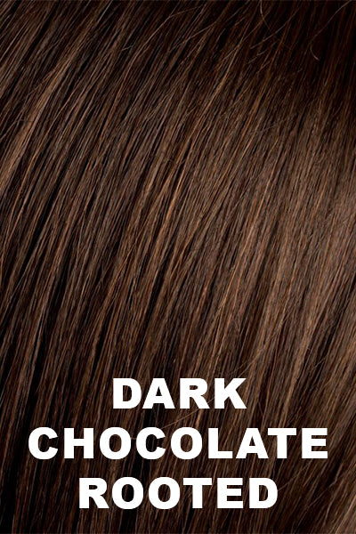 Ellen Wille - Rooted Synthetic Colors - Dark Chocolate Rooted. Dark Brown base with Light Reddish Brown highlights with Dark Roots.