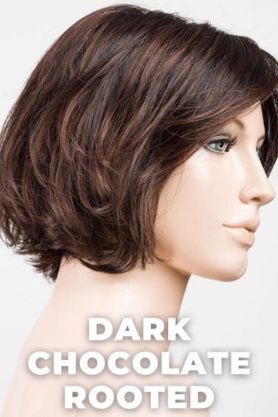 Ellen Wille - Rooted Synthetic Colors - Dark Chocolate Rooted. Dark Brown base with Light Reddish Brown highlights with Dark Roots.