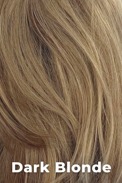Color Swatch Dark Blonde for Envy wig Harmony. Deep blonde with red undertones and bright wheat highlights.