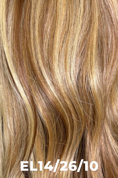 TressAllure - Synthetic Colors - EL14/26/10.Cool Blonde Blended with an Light Auburn Brown Base with Golden Blonde Highlights and a Brown Root.
