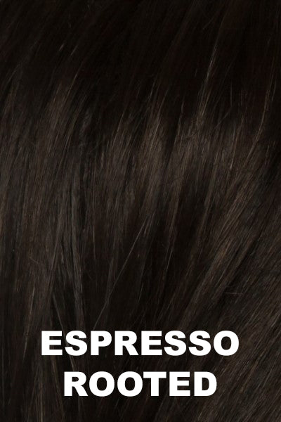 Ellen Wille - Rooted Synthetic Colors - Espresso Rooted. Darkest Brown base with a blend of Dark Brown and Warm Medium Brown throughout with Dark Roots.